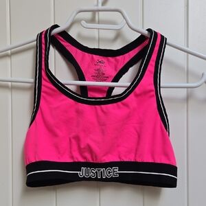 Justice Bright Pink Sports Bra with Black Trim